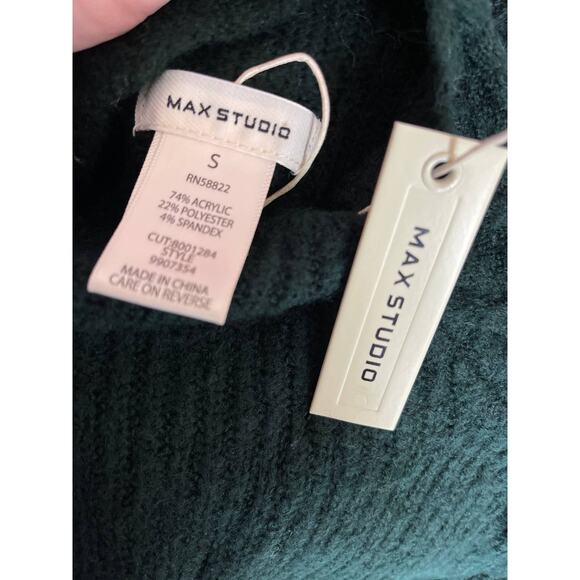 Max Studio Womens Dark Green Knit Long Sleeve Pullover Sweater Dress NEW Small - Picture 6 of 10